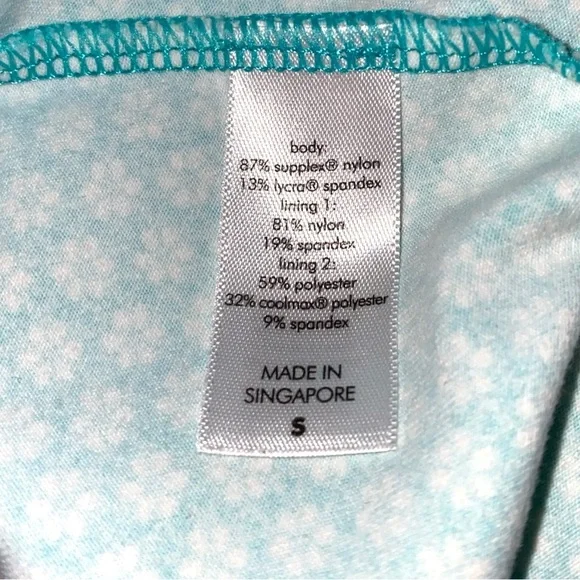 Lucy Floral Turquoise Blue Built In Bra Workout Top Size S - Picture 5 of 6